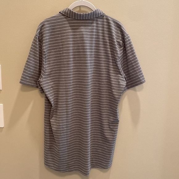 Lululemon Polo Dri-Fit Shirt Gray & White Striped Size Medium - Picture 5 of 5